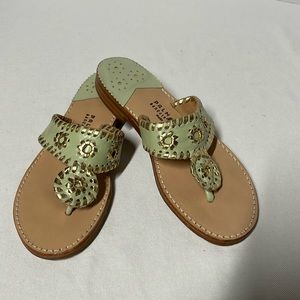 Palm Beach Sandals in Mint Green and Gold. Like New